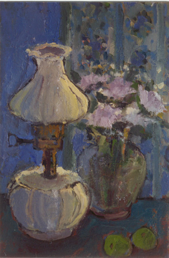White Lamp with Lavander Flowers - 500k